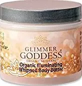 glimmer goddess organic whipped body bronze shimmer with flecks of gold in a tub