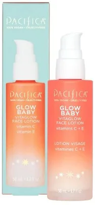 pacifica vitaglow face lotion with luminescent ingredients in a bottle